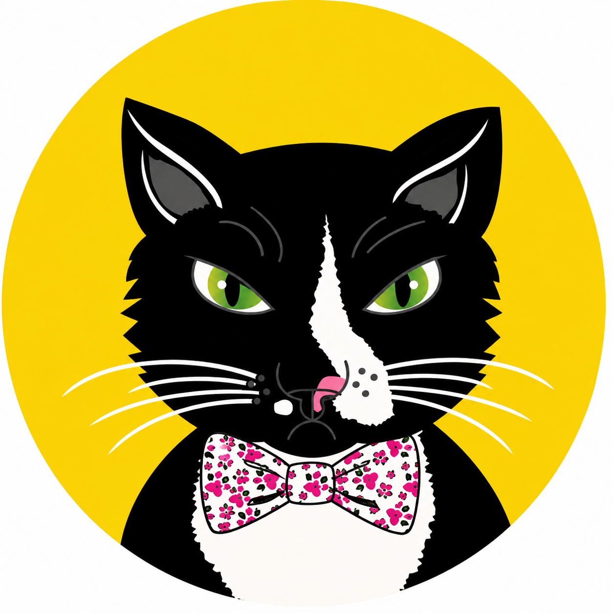 Willy the tuxedo cat mascot for Toto’s Vintage Watches